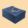 Custom Promotion Shopping Bag Hot Foil Logo Noble Blue Paper Bag with 38cm Handle