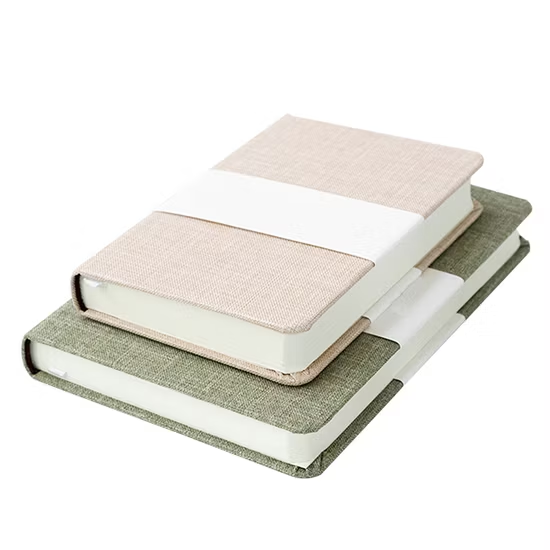 OEM Factory Custom Hot Sale High Quality Linen Fabric Hard Cover Journal Planner Notebook Printing