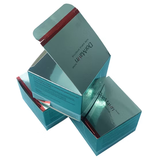 High Quality Hot Foil Logo Packaging Boxes Bright Blue Printing Color Gift Boxes Metallic Material Paper Boxes for Cosmetic