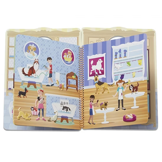Customized New Design Kids Creative Activity Varied Shape Cutting No Glued Static Film Reusable Sticker Book Printing