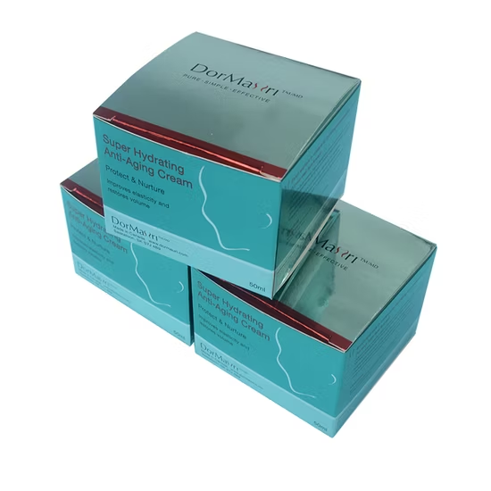 High Quality Hot Foil Logo Packaging Boxes Bright Blue Printing Color Gift Boxes Metallic Material Paper Boxes for Cosmetic
