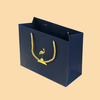Custom Promotion Shopping Bag Hot Foil Logo Noble Blue Paper Bag with 38cm Handle