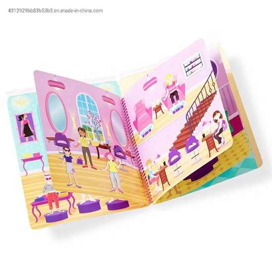 Customized Spiral Binding Kids Sticker Book Reusable Varied Cutting Sticker Creative Activity Book Printing