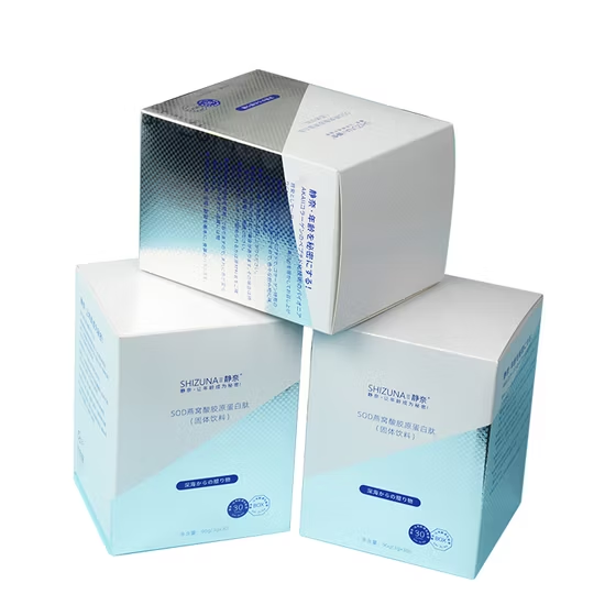 Printing Factory Customized High Quality Reverse Varnishing Packing Box Silver Paper Box Package for Cosmetic