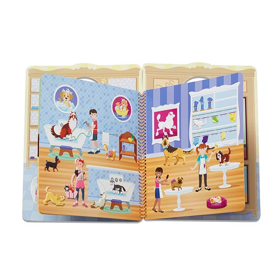 Customized New Design Kids Creative Activity Varied Shape Cutting No Glued Static Film Reusable Sticker Book Printing