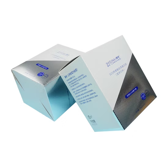Printing Factory Customized High Quality Reverse Varnishing Packing Box Silver Paper Box Package for Cosmetic