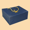 Custom Promotion Shopping Bag Hot Foil Logo Noble Blue Paper Bag with 38cm Handle